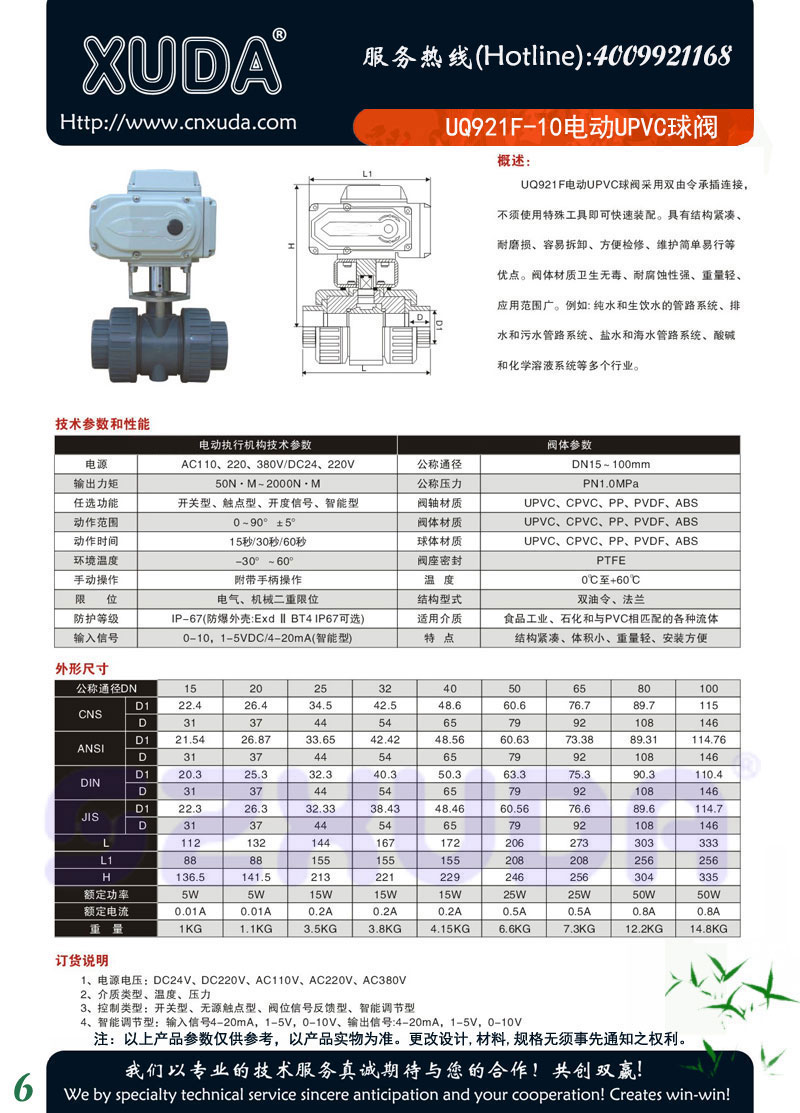 UQ921F电动UPVC球阀